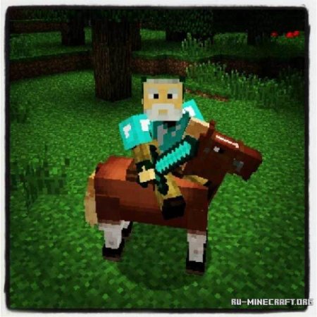 Персонаж на лошади в Minecraft