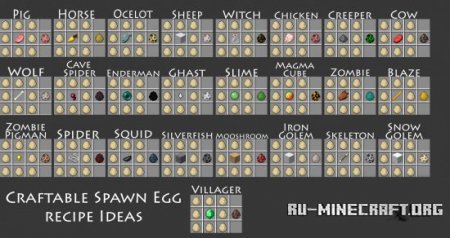 Скачать Craftable Spawn Eggs для Minecraft 1.6.2