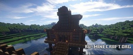  Wooden lake House  minecraft