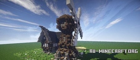   Medival house and windmill  minecraft