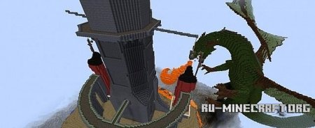  A dragon attack an old tower  Minecraft