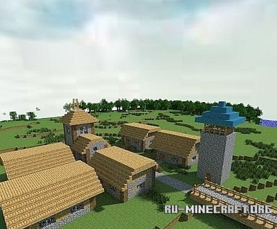   Castle and village  Minecraft