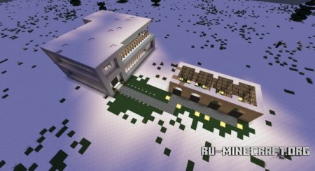  A Snowy Modern House With A Stable  Minecraft