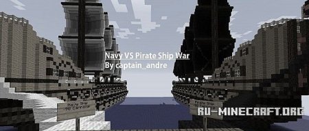   Navy Vs Pirate Ship Cannon War  Minecraft
