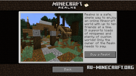 Главный экран Minecraft Realms