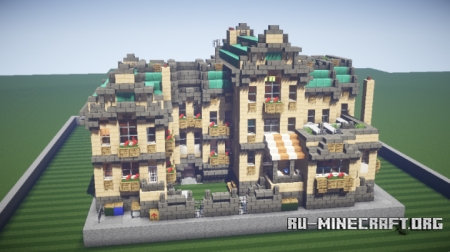  European Housing Building with Interior  Minecraft