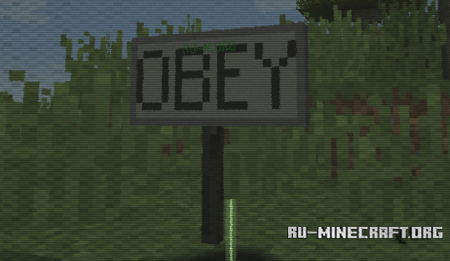 Надпись OBEY в очках Minecraft 1.RV