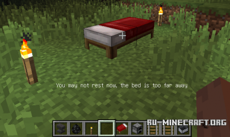 Сообщение о том что кровать далеко в Minecraft 1.11
