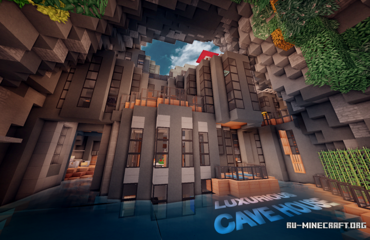 Скачать Luxurious Cave House для Minecraft.