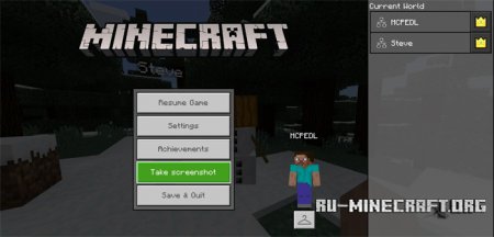  Take Screenshot Button  Minecraft PE 1.2
