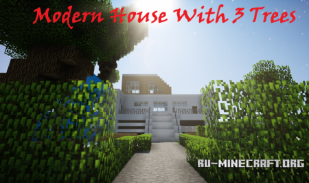  Modern House With Three Trees  Minecraft