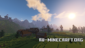  Medieval Village with Castle  Minecraft