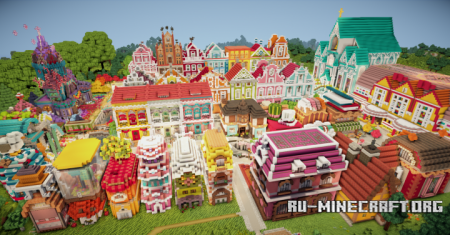  Colorful Town  Minecraft