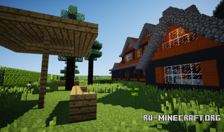  Gray and Orange Cable Country Home  Minecraft