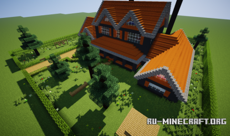  Gray and Orange Cable Country Home  Minecraft