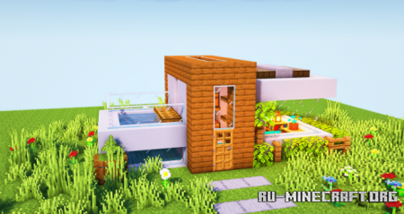  Mini Modern House with a Pool  Minecraft