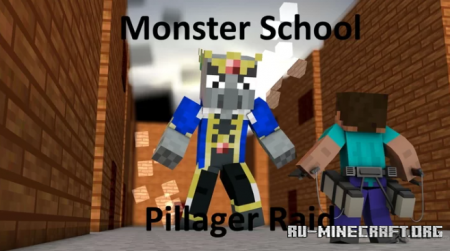  Monster School: Pillager Raid  Minecraft