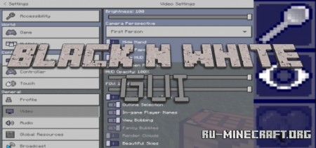  Black N White GUI  Minecraft PE 1.16