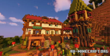 Скачать Middle age Fantasy house with a Tower для Minecraft