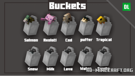 Скачать 3D Buckets для Minecraft PE 1.18