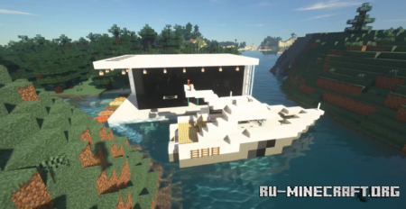 Скачать Riverside Modern House With Yacht by Cyberbug для Minecraft