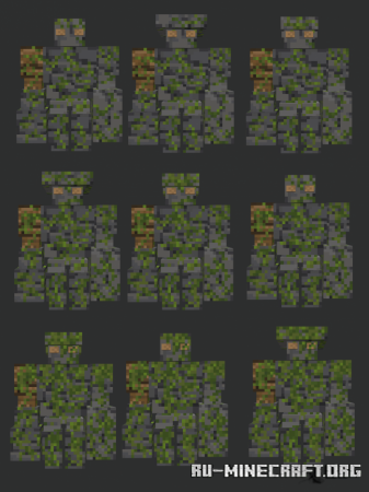 Скачать Nature Golems 2 v1.5: Moss (27 Texture Variants) для Minecraft PE 1.19