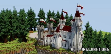 Скачать small white castle in big spruce forest для Minecraft