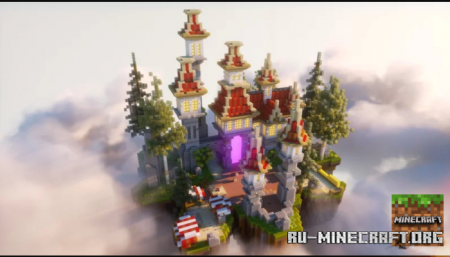 Скачать Beautiful Red Castle Lobby Spawn для Minecraft PE