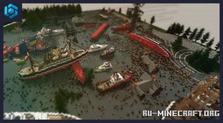 Скачать Волна цунами обрушивается на побережье для Minecraft PE