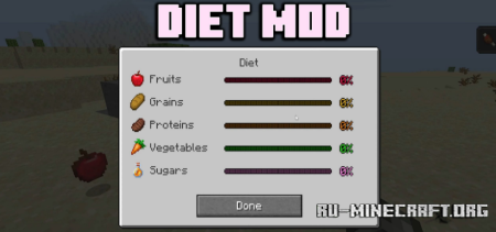 Скачать Diet Mod для Minecraft 1.18.2