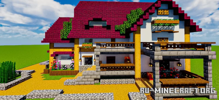 Скачать Beautiful Crimson Cottage для Minecraft