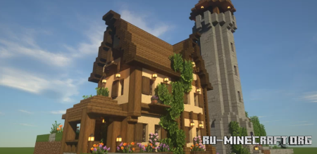  Medieval House with a Tower  Minecraft