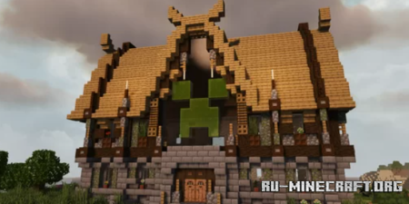  House with Creeper face  Minecraft