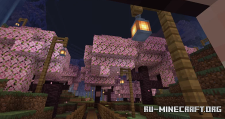  Cherry Blossom Orchard in Snowy Biome  Minecraft