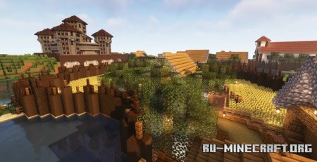  The Castle & Village Town  Minecraft