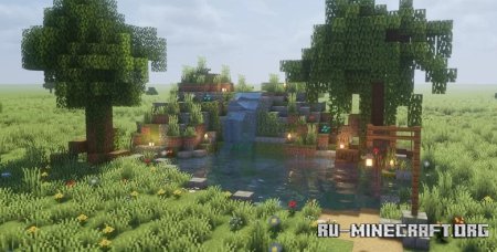  Cozy Pond Waterfall  Minecraft