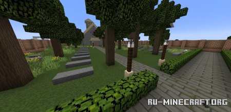  a small church and graveyard  Minecraft