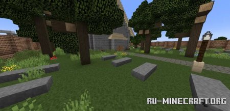  a small church and graveyard  Minecraft