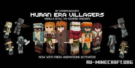 Скачать Human Era: Villagers & Illagers X Fresh Animations для Minecraft 1.21